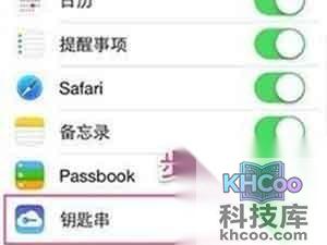 进入设置→iCloud选项→钥匙串