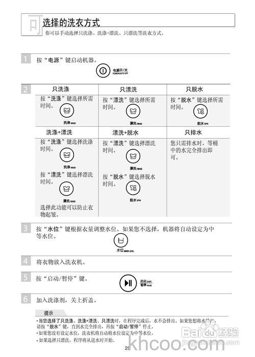 lg洗衣机怎么使用教程