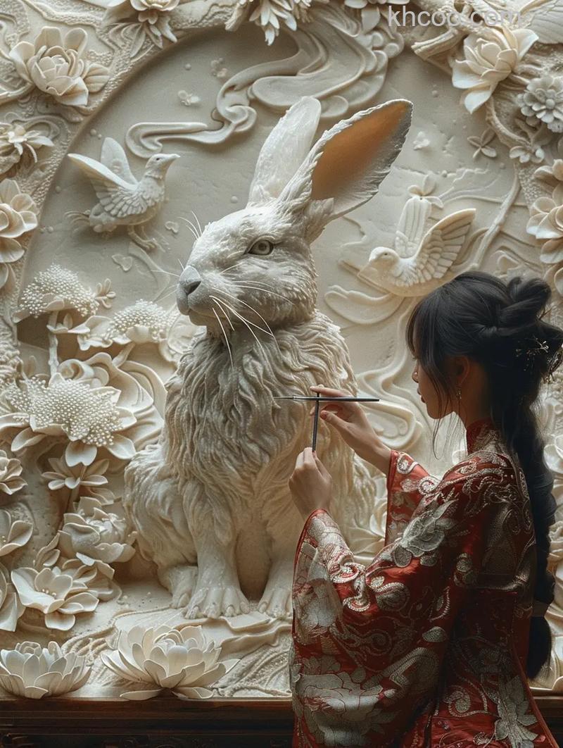 ps如何制作非常漂亮的兔子雕塑背景效果图